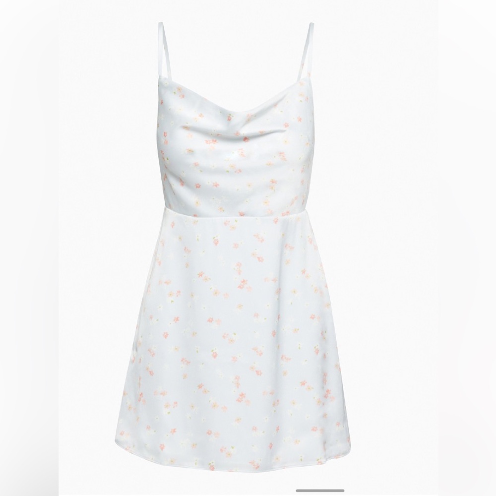 SUNDAY BEST | Baby blue satin cowl-neck Spencer mini dress